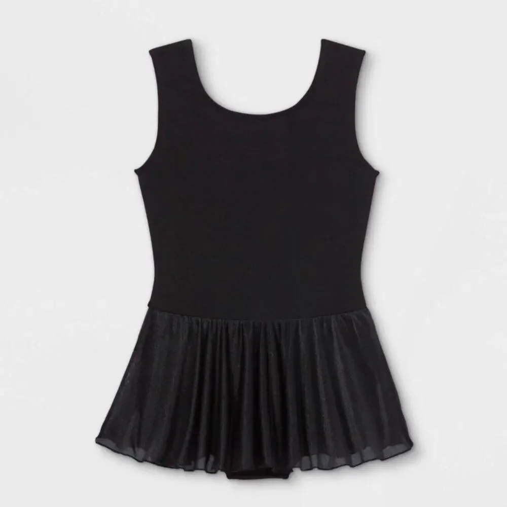 Cat & Jack Girls Tank Leotard Black Ballet Dance Gymnastics Bodysuit Sz S (6/6x)